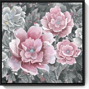 Framed Canvas Peonies Print 13" X 13"